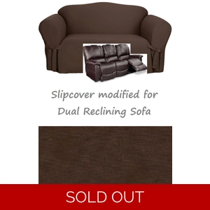 Dual Reclining SOFA Slipcover Cotton Chocolate Sure Fit Recliner Couch